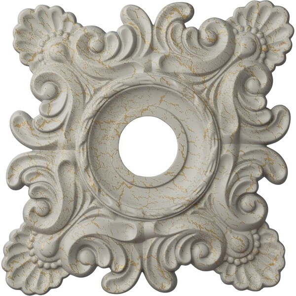Ekena Millwork Crawley Medallion (Canopies up to 6 3/4"), 18"W x 18"H x 3 1/4"ID x 1 1/2"P, Pot of Cream Crackle CM18CRPCC - main